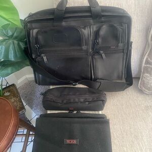 TUMI Black Briefcase and Accessory Set